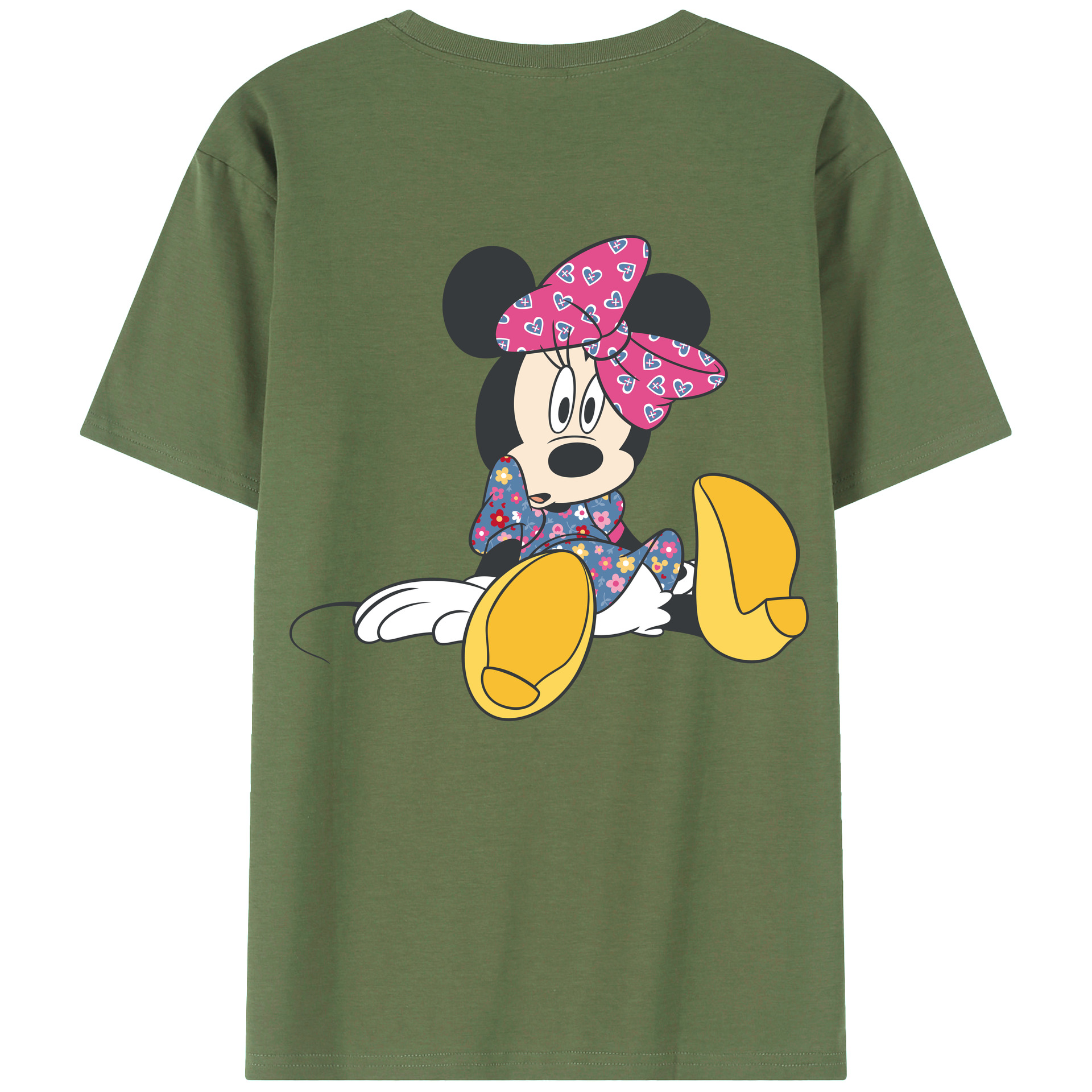 ミッキーマウス Mickey Mouse 綿100％ メンズ半袖Tシャツ（バックプリント） 通気性